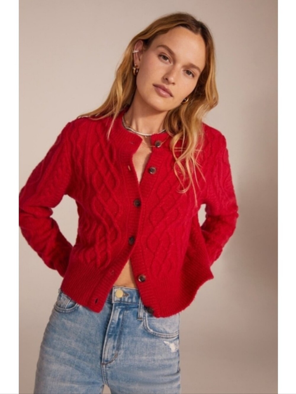 Favorite Daughter Eleanor Wool Cashmere Blend Cardigan In Cherry Red Size Medium